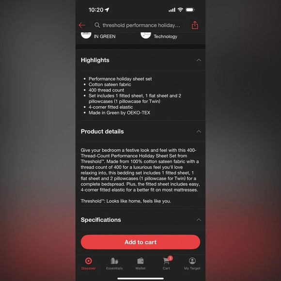 NWT Full 400 Thread Count Performance
Holiday Sheet Set Green Holly - Thres… - Picture 7 of 7